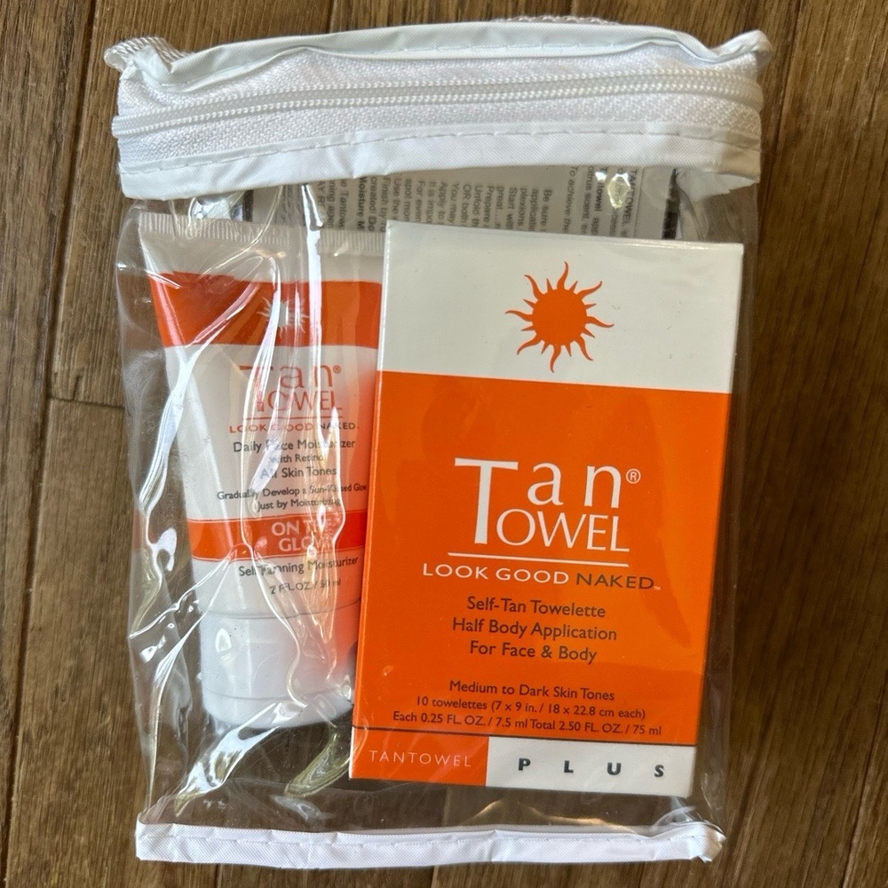 Tan Towel 9/10 Self-Tan Set Lotion 2oz Used Size Med Dark Face Body Retinol Glow